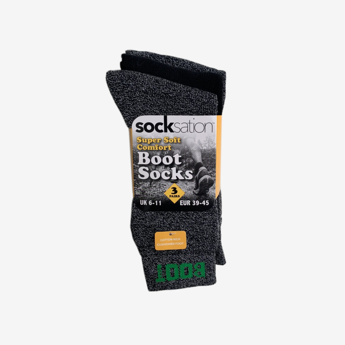 Socksation uper Soft Comfort Boot Socks, Pack of 3 UK6-11